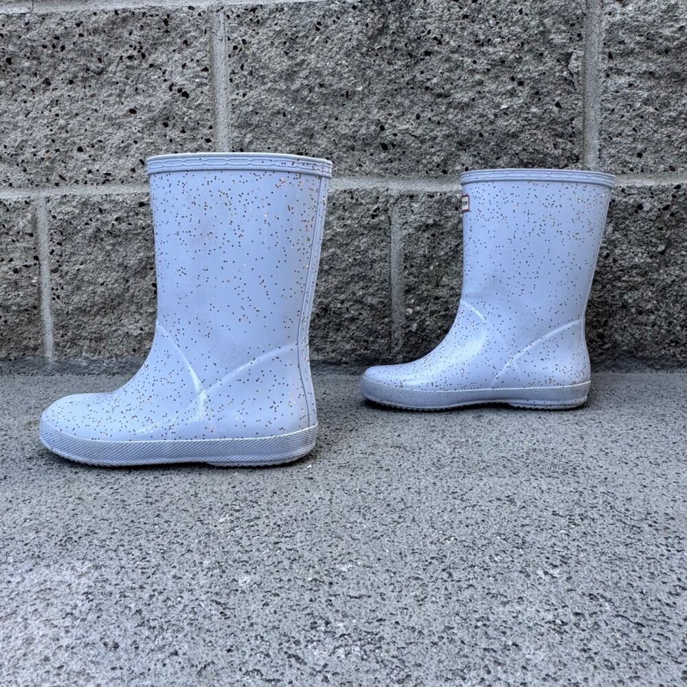 HUNTER Kids First Giant Glitter Rain Boots Girls 13 EU 31 Purple Gum Boot - Picture 3 of 10